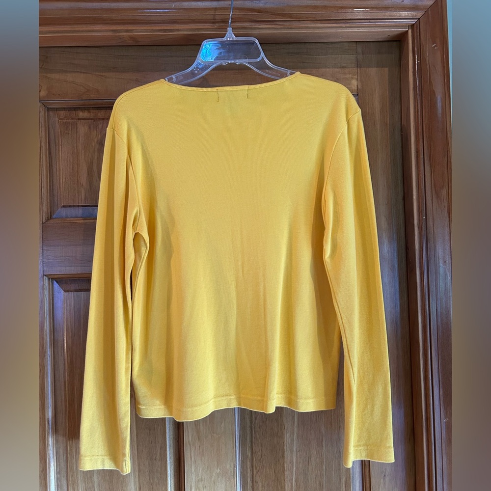 Lauren Ralph Lauren Sunlit Yellow Long Sleeve Tee - Picture 2 of 2